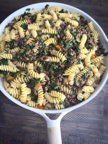 Somali-Style Lamb Pasta with Spinach